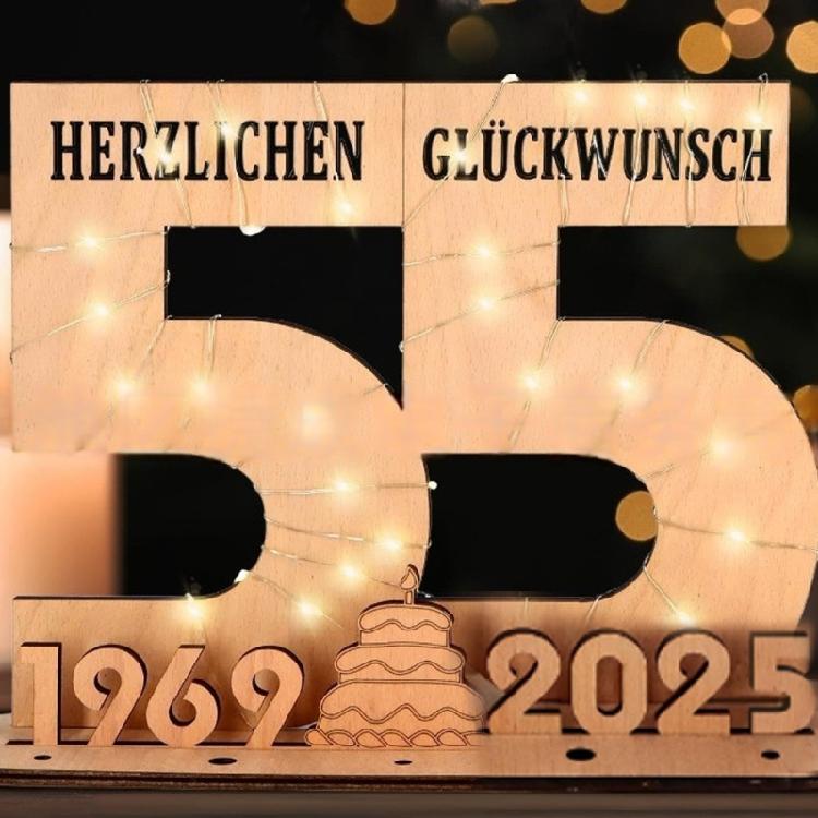 Elegant Wooden Number Figurine with LED Light String Stand for Birthday and Wedding Wood Sign Guest Book DIY Art Crafts