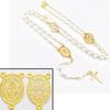 Fashion Stainless Steel Y Chain Rosary Beaded Pearl Cross Pendant Long Chain Sweater Chains Daily Wear