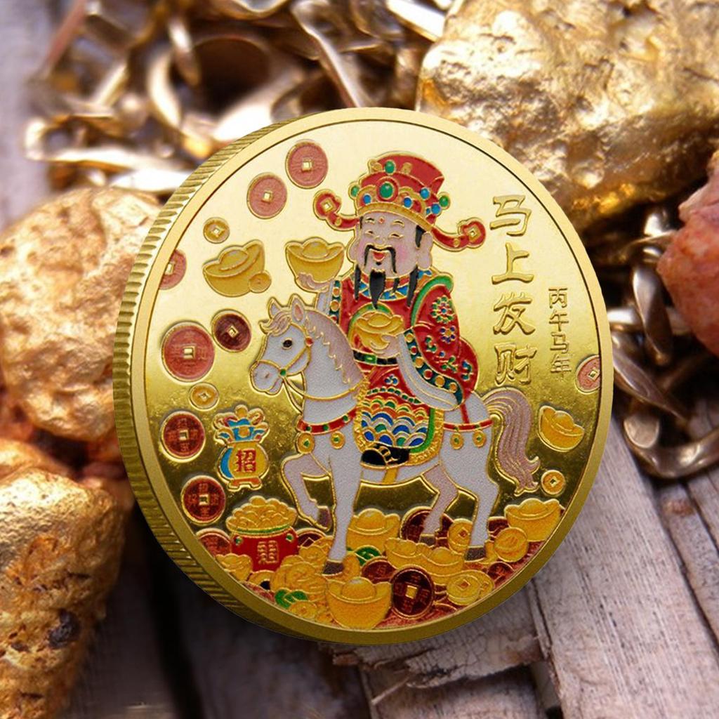 Glückspferd Sammlermünze Gedenkmünze Souvenir für Münzsammler Reise Glücksbringer Chinesisches Neujahrsfest Geschenk Partygeschenk