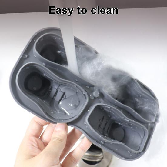 Forma de Gelo de Silicone de Grau Alimentício com Tampa 4 Compartimentos Liberação Fácil Formato de Sapato Criador de Cubos de Gelo para Bar Doméstico