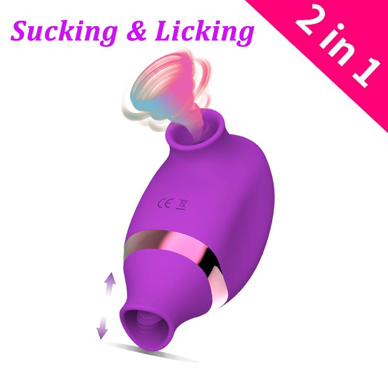 Clitoris Sucker Vibrator Adult Erotic Toys Double Headed Clitoris Stimulator Tongue Licking G Spot Massager Women Sex Toy