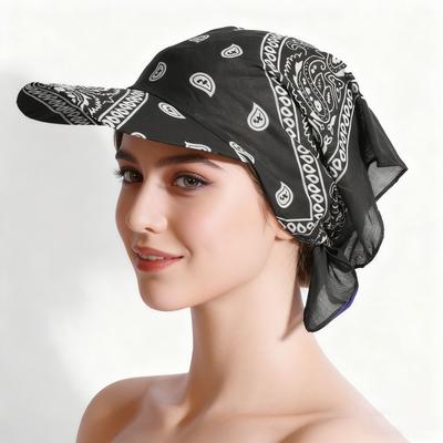 Casquette foulard bandana cachemire, Casquette de baseball à nouer pour femmes, Chapeau de soleil bohème en mousseline avec visière