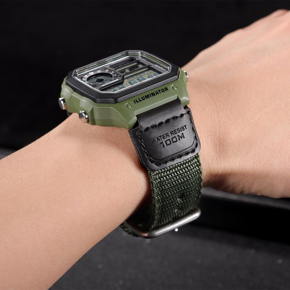Nylon für Casio für F-91W W-800H Uhrenarmband SGW400 F91W F84 F105/108/A158/168 AE1200/1300 18mm Rindslederband Herren Damen Armband