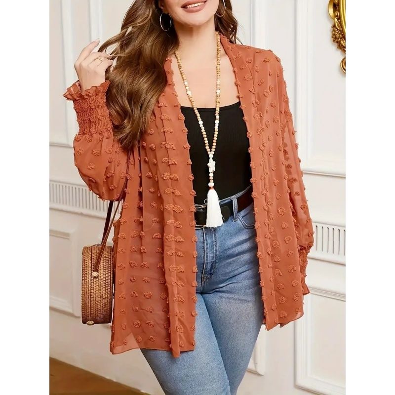 XL-4XL Women Blouse Casual Ladies Cardigan Plus size Translucent Cardigan Top