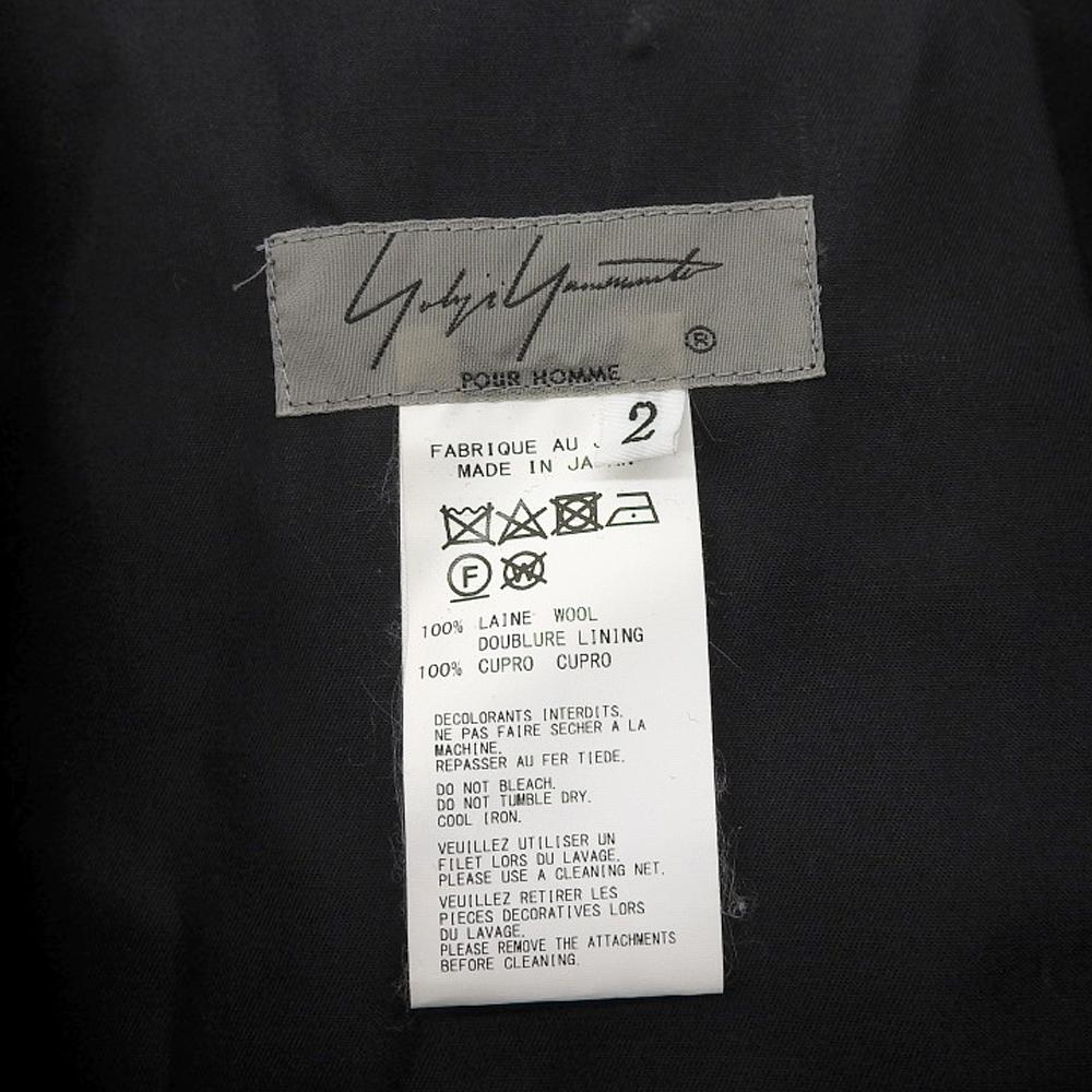 Yohji Yamamoto POUR HOMME Wool gabardine pants with lace-up front hem, black, size 2, HC-P39-100, 19AW Bottoms 2 blackUsed