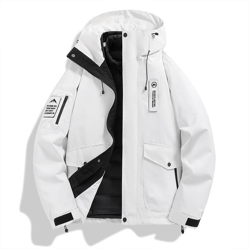 

2024 Унисекс 3-в-1 Ветрозащитная Водонепроницаемая Пуховая Куртка: Съемное осенне-зимнее пальто L белый