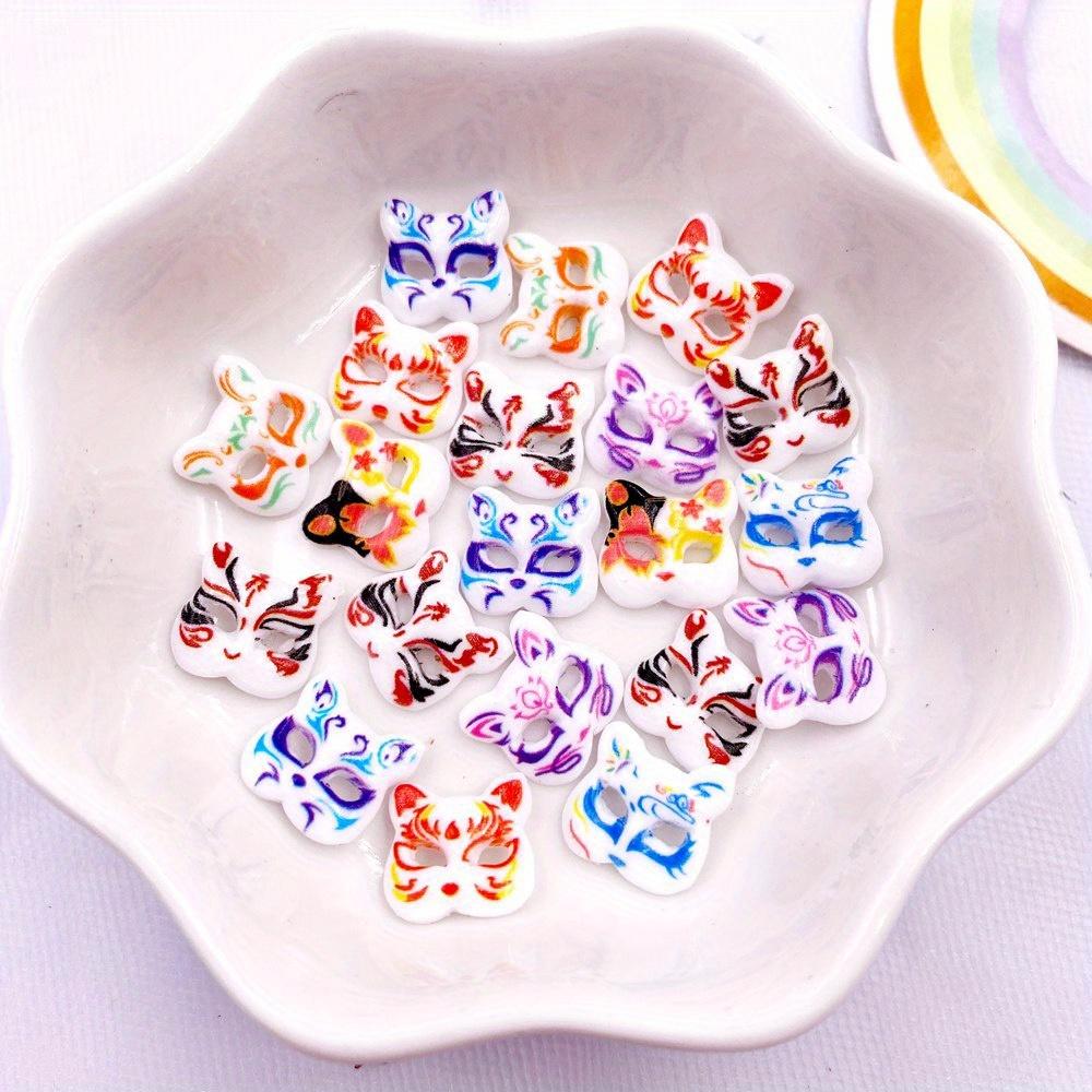 20pcs Resin Mini Colorful Cartoon Fox Mask Flatback Stone Art Nails Appliques DIY Wedding  Jewelry Scrapbook Decor Accessories Crafts