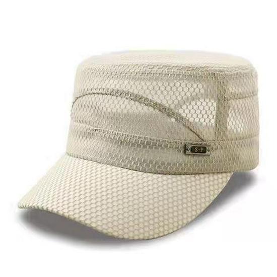 Men's Summer Flat Top Hat: Casual Outdoor Fishing Sun Protection, Breathable Mesh for Middle-aged & Elderly