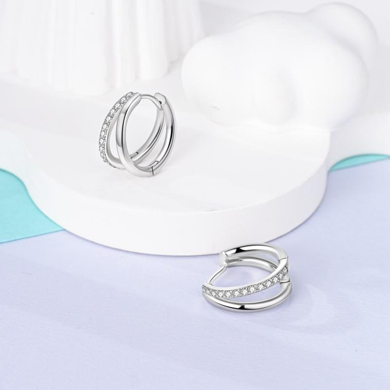 New 925 Silver Sparkling Zircon Simplicity Women Earrings Brilliant Wedding Engagement Star Earrings Jewelry Gift
