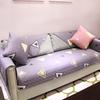 Four Seasons All Cotton Sofa Cushion, Pure Cotton Anti Slip Backrest Handkerchief, Modern and Minimalist Sofa Cover, Pink Gray