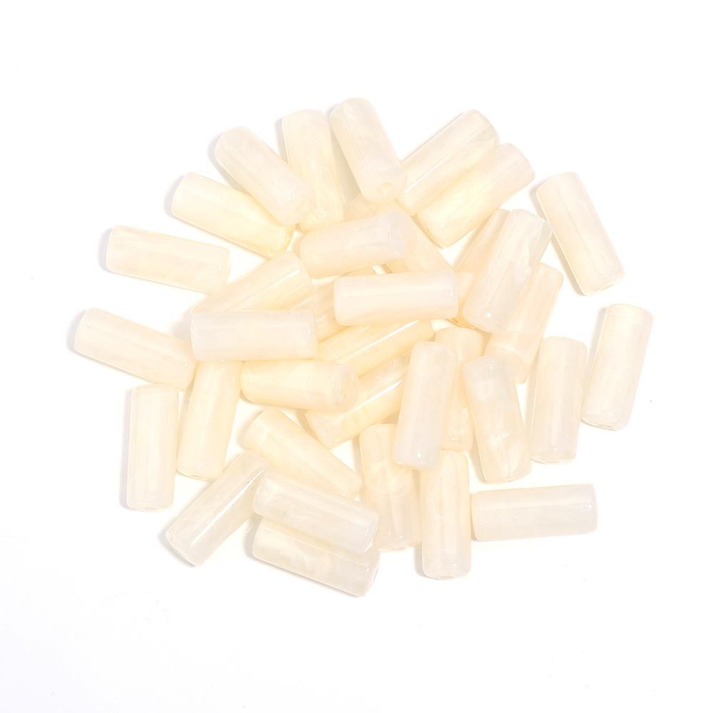50pcs/lot Acrylic Beads Cylinder Shape Imitation Stone Tube Spacer Beads for Jewelry Making DIY Necklace Pendant Accessories