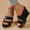Mode Damen Sandalen 2025 Sommer Neue Designer Hausschuhe Mode Dicke Sohle Keilsandalen Offene Zehen Fischmaul High Heels Schuhe für Damen