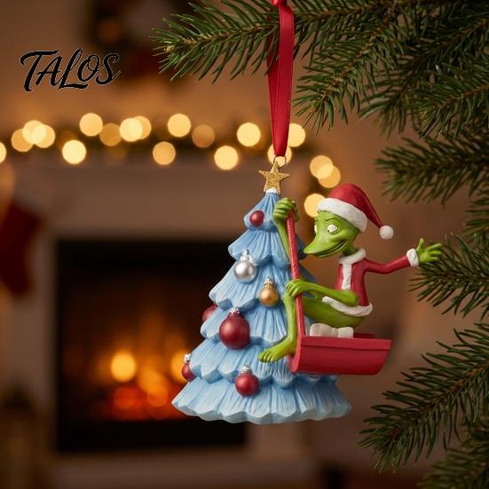 Christmas Tree Hanging Ornaments Green Elf Ornament, Flat Acrylic Pendant Decorations for Car Rearview Mirror Backpack, Festive Holiday Unique