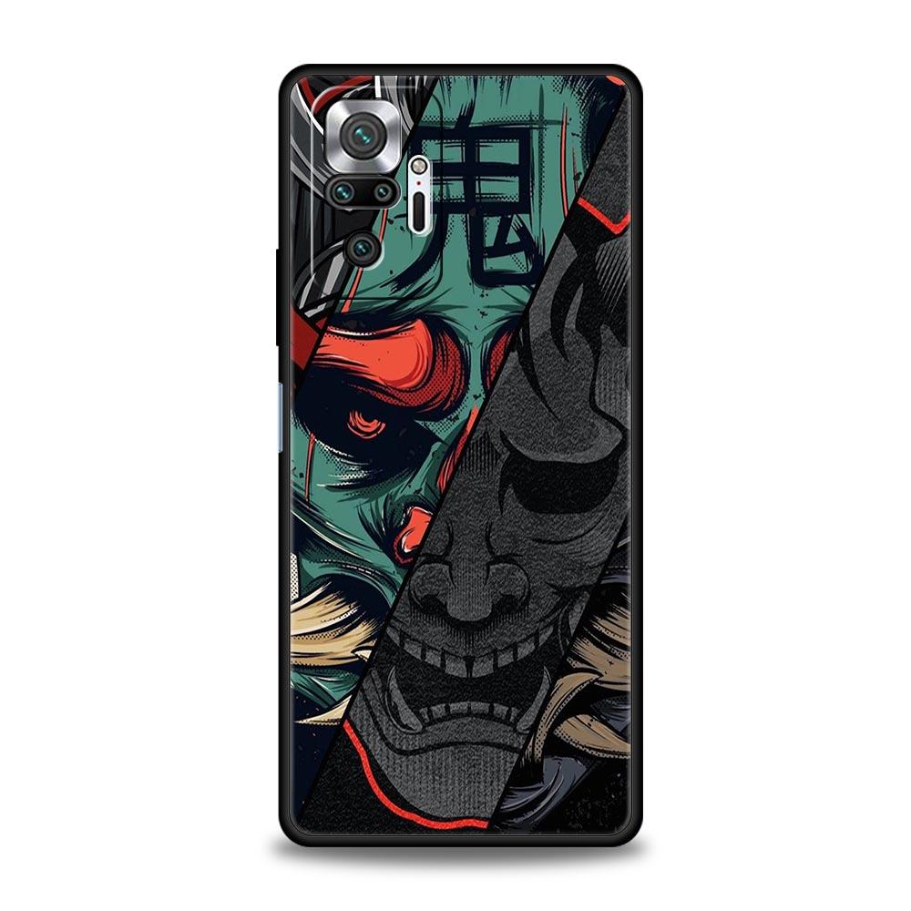 Japan Samurai Oni Mask Phone Case For Xiaomi Redmi Note 14 13 5G 10 11 12 Pro Plus 4G 14C 13C 12C 10C Black Cover