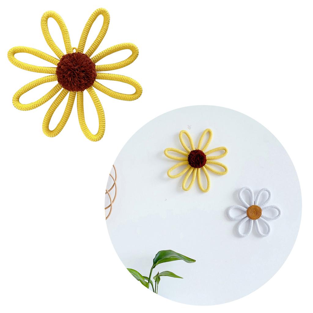 Bohemian Sunflower Wall Art Hanging Ornament for Baby Girls Bedroom Decorations Handmade Woven Flower Pendant Decor