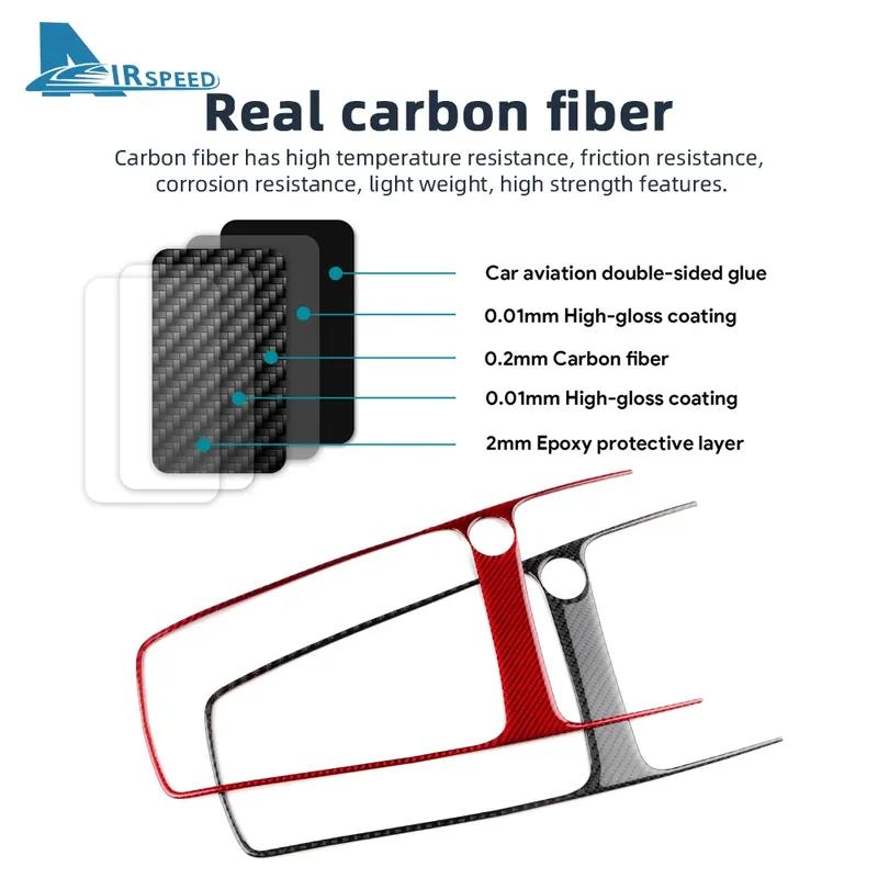 Real Soft Carbon Fiber Sticker For Seat Leon 2017 2018  LHD RHD Car Gear Shift Outer Frame Panel Trim Interior Accessories