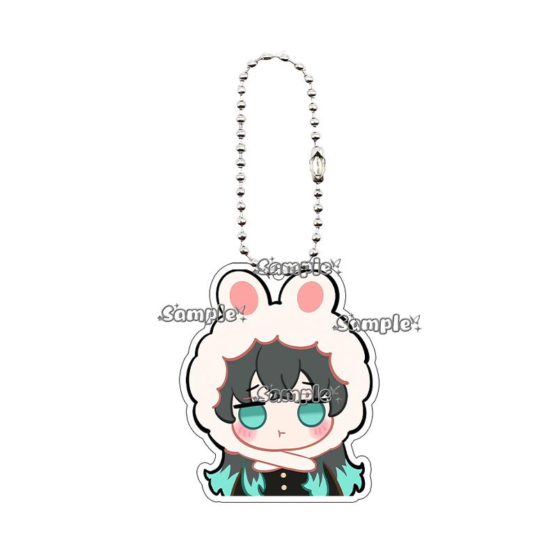 Q Version Anime Acrylic Agatsuma Zenitsu Tsuyuri Kanawo Kochou Tanjiro Nezuko Cartoon Kawaii Keychain Pendant Decor Fans Gifts