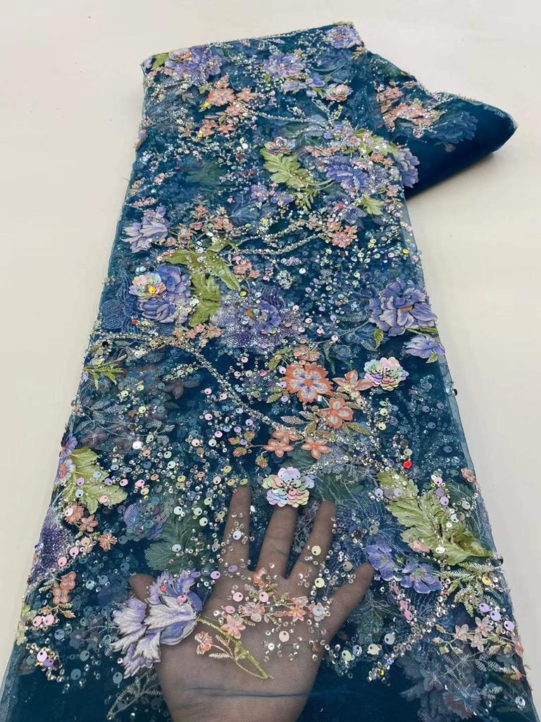 African Lace Fabric 2026 High Qaulity With Sequin Nigerian Embroidery French Tulle Lace Fabric For Wedding Party Material Sewing
