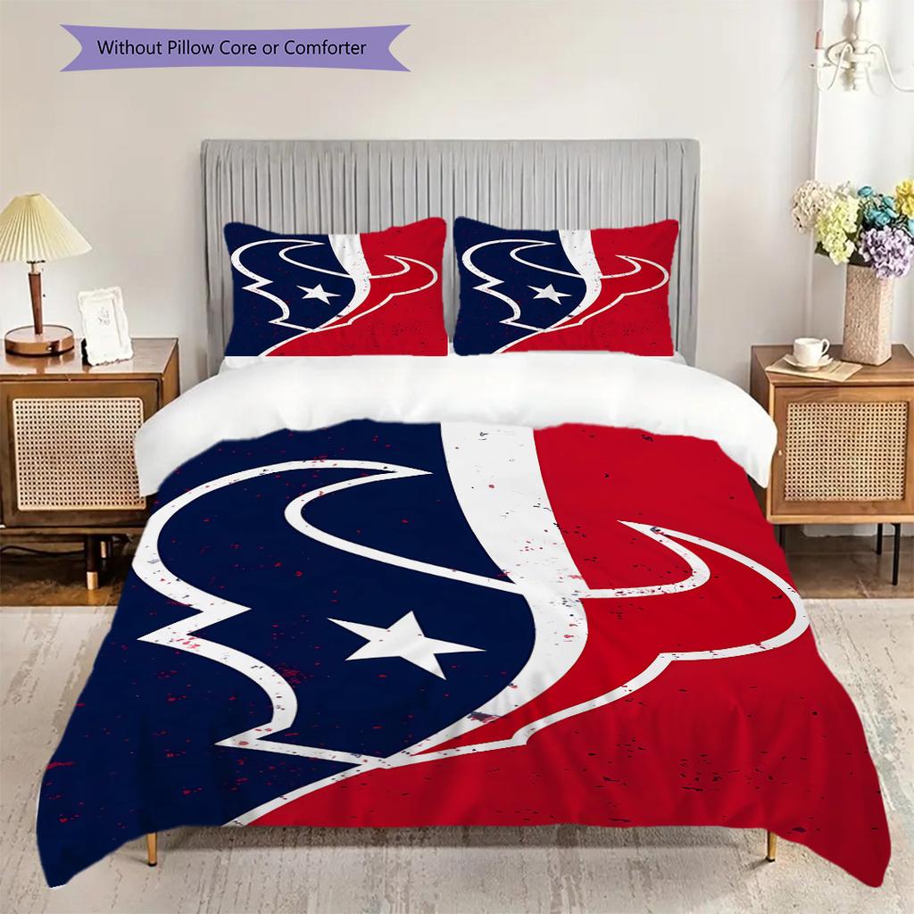 Set Copripiumino Trapuntato con Fantasia Houston Texans Federa Decorazione per la Casa Regalo di Compleanno (1 * copripiumino + 2 * federa, senza nucleo)