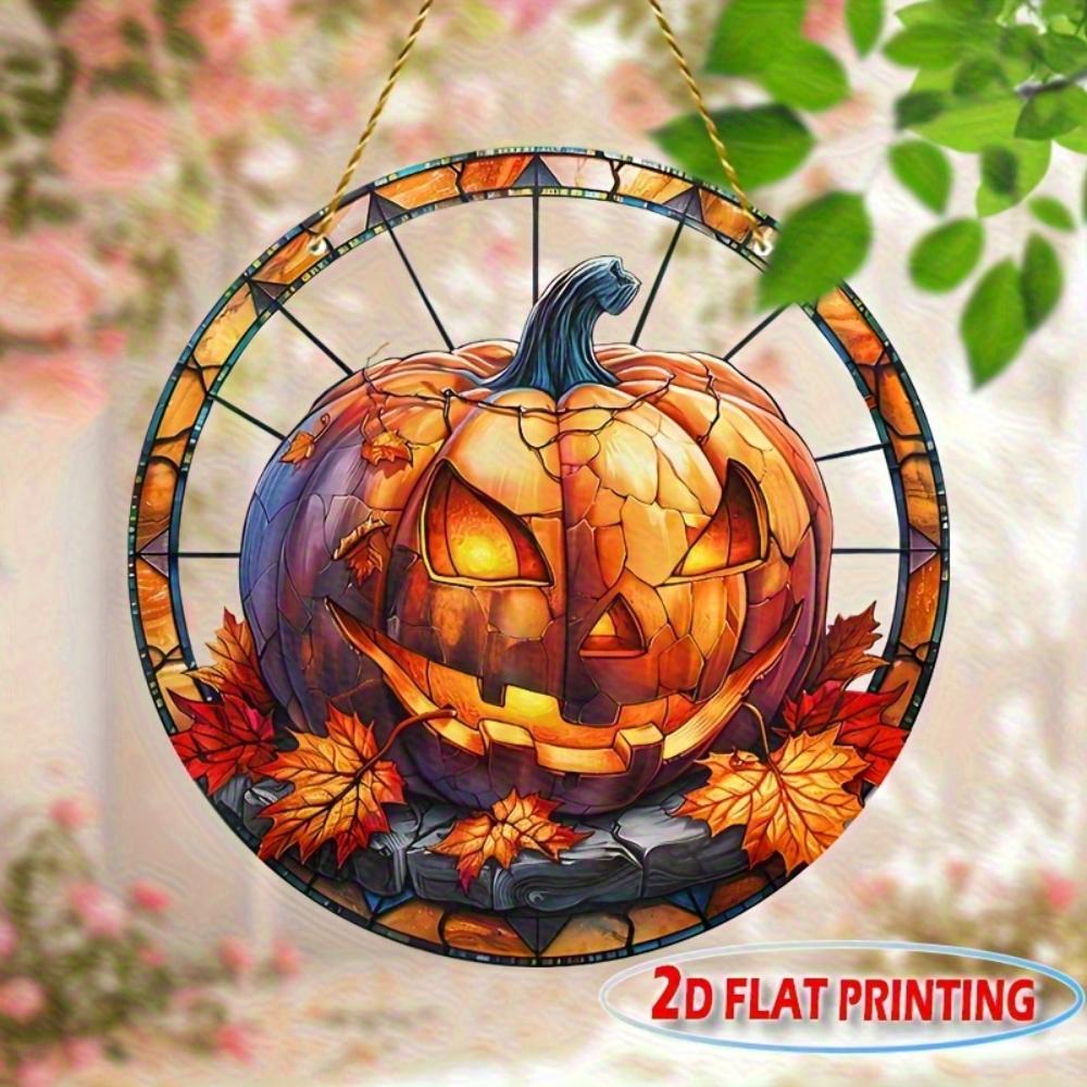 

Плоская акриловая 2D тыква, украшение на Хэллоуин, украшение для венка, украшение сезона осеннего урожая, подвесное украшение для двора в деревенском стиле, фермерское украшение 20cm