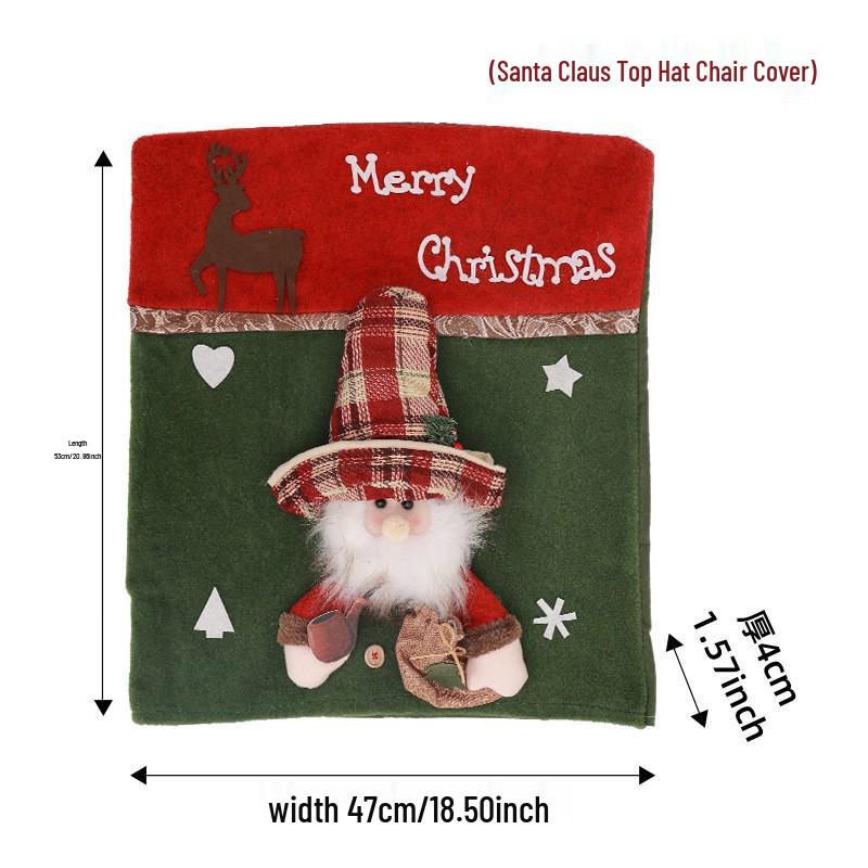 High-Grade Christmas Ornament Hat Chair & Doll Stool Covers for Home Party Decoration
