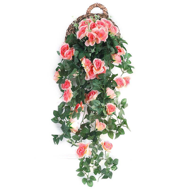 Artificial Flower Rattan Fake Plant Vine Decoration Wall Hanging Roses Flowers for Home Wed Party Interior Outdoor Decoration