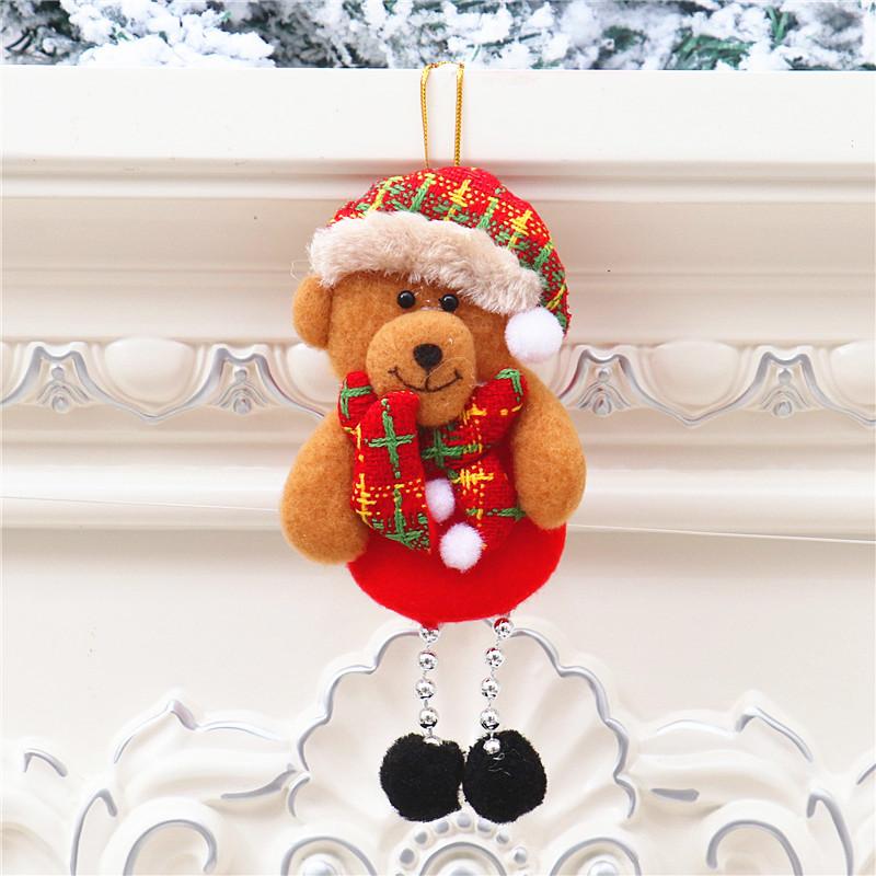 Christmas Themed Decorations Ornaments Fabric Santa Claus Reindeer Figurines Little Bear Snowman Hanging Decorations Pendant