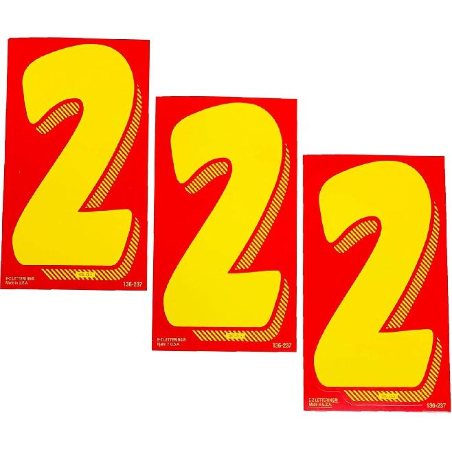 EZ Line Vinyl Decals for Cars Red and Yellow Large Number Stickers Windshield Numbers Dealer Supplies EZ136 (Number 9)