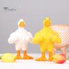 Desktop Duck Decoration Resin Muscular Figurine, Strong Fitness Statue, Home Office Decor White Yellow Shape Ornament for Table Humorous Animal Desk