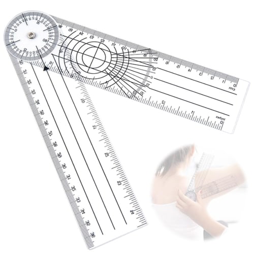 HAUUFENN Goniometer Angle Meter, 15cm Ruler, Angle Ruler, Protractor, Rotating Ruler, Goniometer, Multi-Function Slope Ruler, Spinal Measurement Tool,