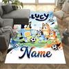 Bluey's Soccer Fun Customizable Name Carpet Design for Outdoor Balcony Hallway Decorate room Anti-slip Rug Anime Office Decor