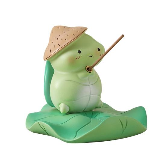 Yousheng Frog/Tortoise Incense Stick Holder with Lotus Leaf Phone Holder Cute Resin Desk Ornament for Home Office Table Shelf Decor