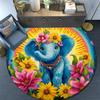 Elephant Round Area Rug,Carpet Rug for Living Room Bedroom Sofa Playroom Decor,Non-slip Floor Mat