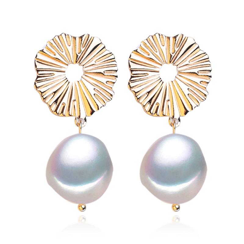 

LSOOYH серьги нерегулярной формы с натуральным пресноводным жемчугом в стиле барокко, модные большие серьги в стиле панк для свадебной вечеринки для женщин A разноцветный