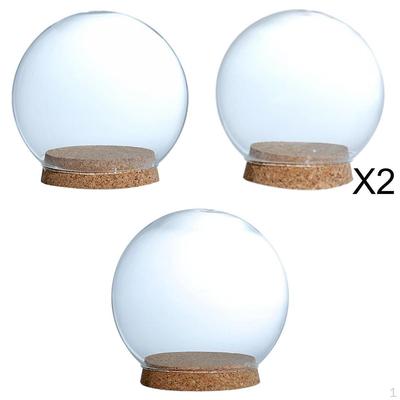 4Pcs Ball Shaped Glass Domes Bell Jar Terrarium Dry Flowers Artwork Ornament