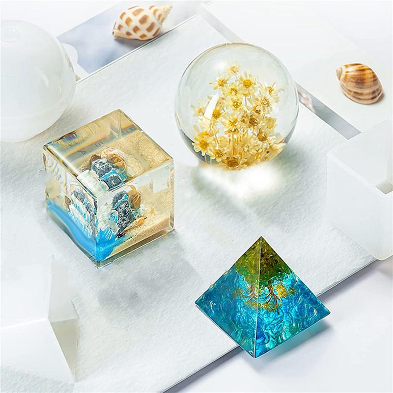 Versatile Large Silicone Molds Fit For Epoxy Resin, Flowers Preservation, Including Hexagon, Heart, Sphere