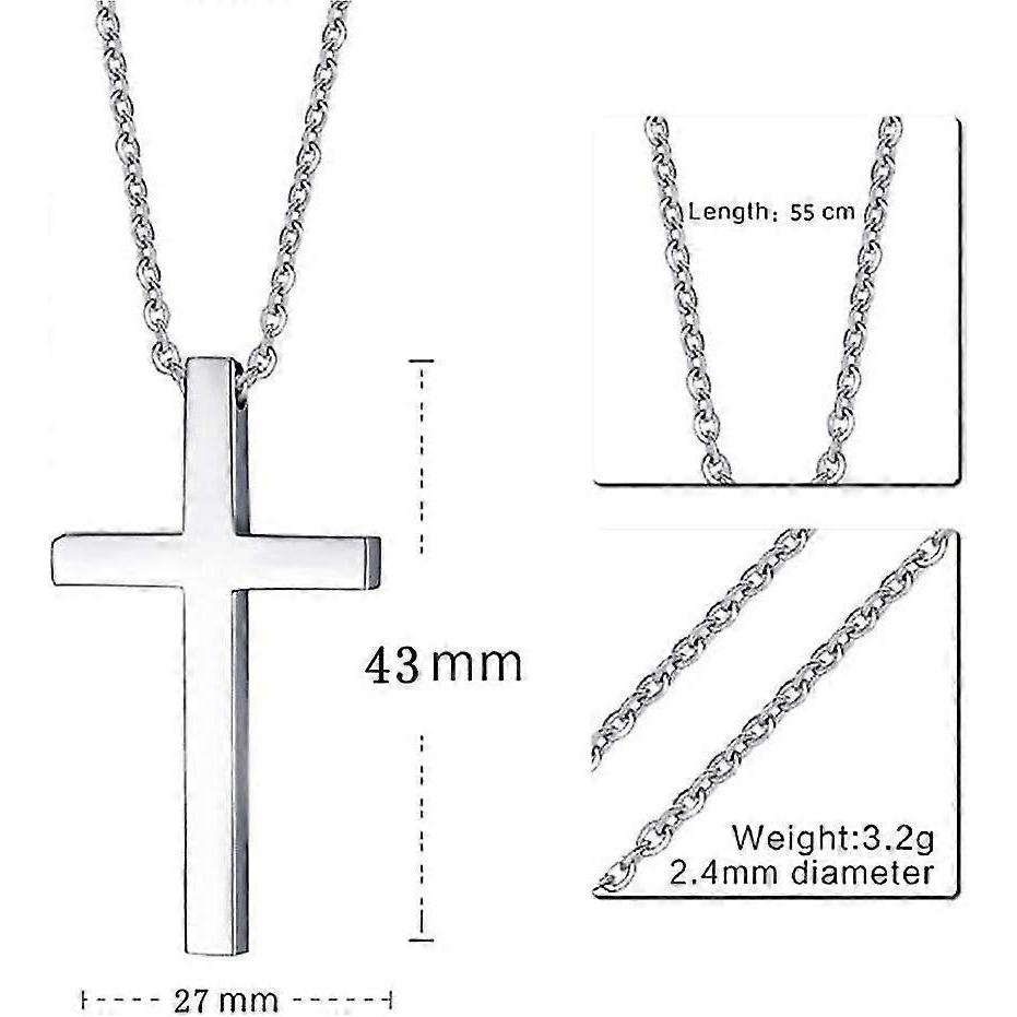Simple Stainless Steel Cross Pendant Necklace For Men Women