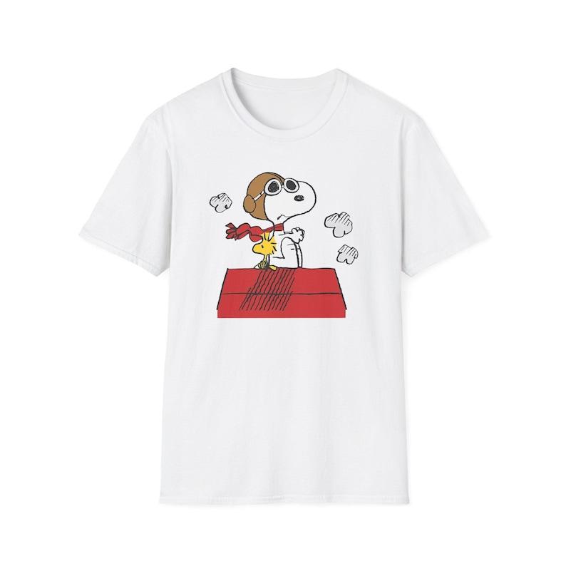 Dog and Bird Flying Ace design Softstyle T-Shirt | Dog Pilot Graphic 100