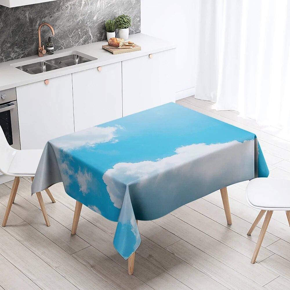 Blauer Himmel weiße Wolke Tischdecke Cumulus Antifouling wasserdicht rechteckige Küche Tisch Home Dekoration