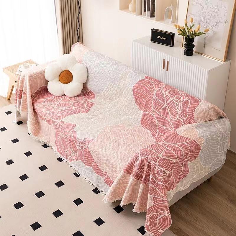 

Rural Flower Printed Sofa Towel for Living Room Cozy Warm Knee Blanket for Office Durable Sofa Protector for All Seasons 180x130cm