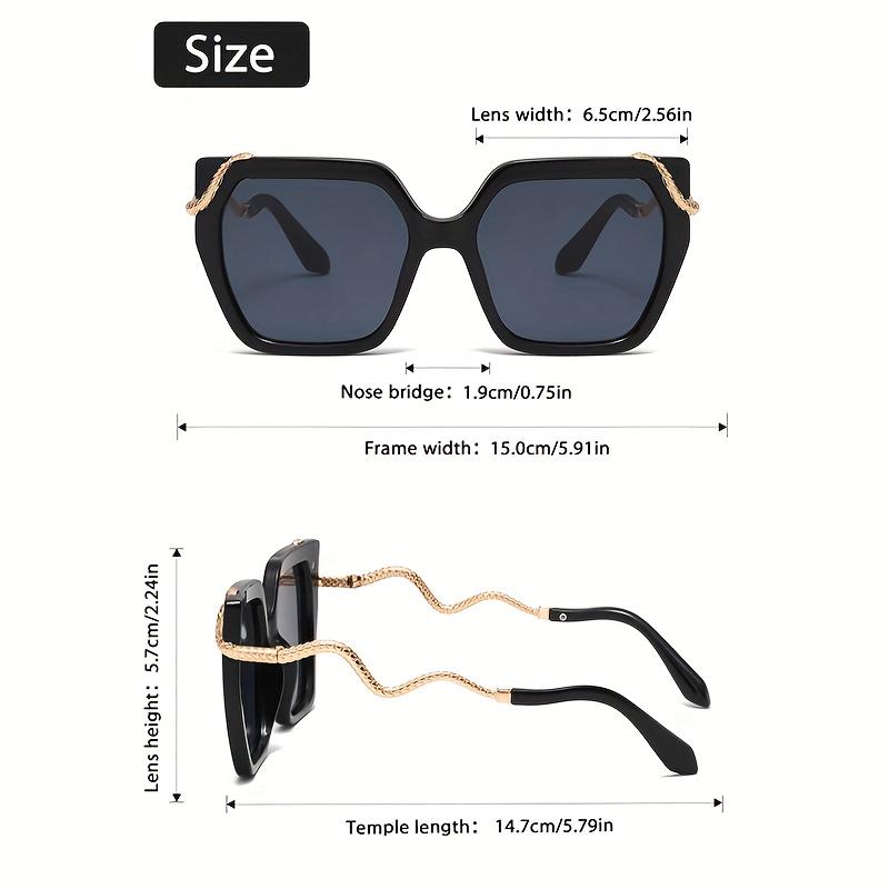 Women's Oversized Round Fashion Glasses with Snake-Shaped Metal Arms - Lightweight PC Frame, White & Golden Luxury