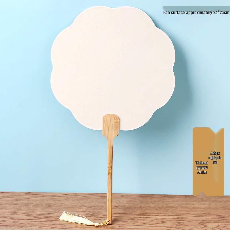 Double-Sided Thickened Xuan Paper Round Fan for Watercolor, Calligraphy, and Handwriting - Ancient Style Intangible Cultural Heritage Palace Fan.