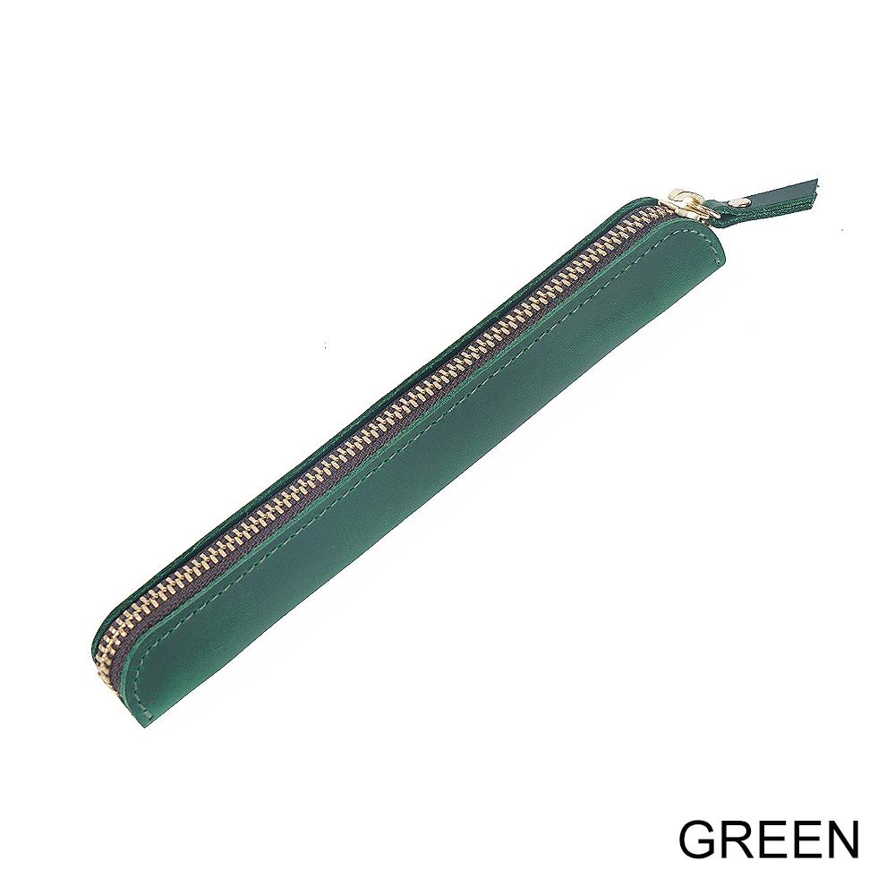 AIGUONIU Mini Handwritten Leather Pencil Case Portable Cowhide Zipper Pen Protective Case