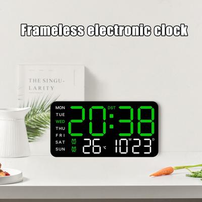 Digital Väggklocka Stor Display Automatisk Dimning Enkel Installation Temperatur Kalender Nedräkningstimer Tyst Hängande Klocka