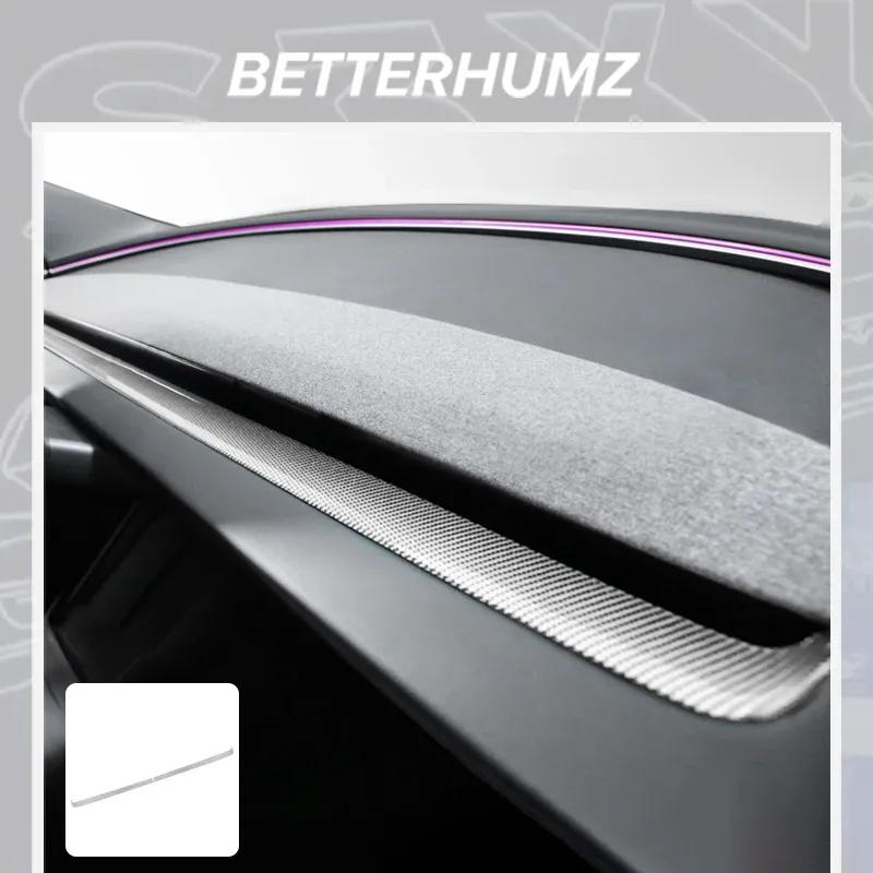 Carbon Fiber For Tesla Model 3 Highland Model Y Juniper Car Interior Dashboard Air Outlet Trim Strip Trument Auto Accessories