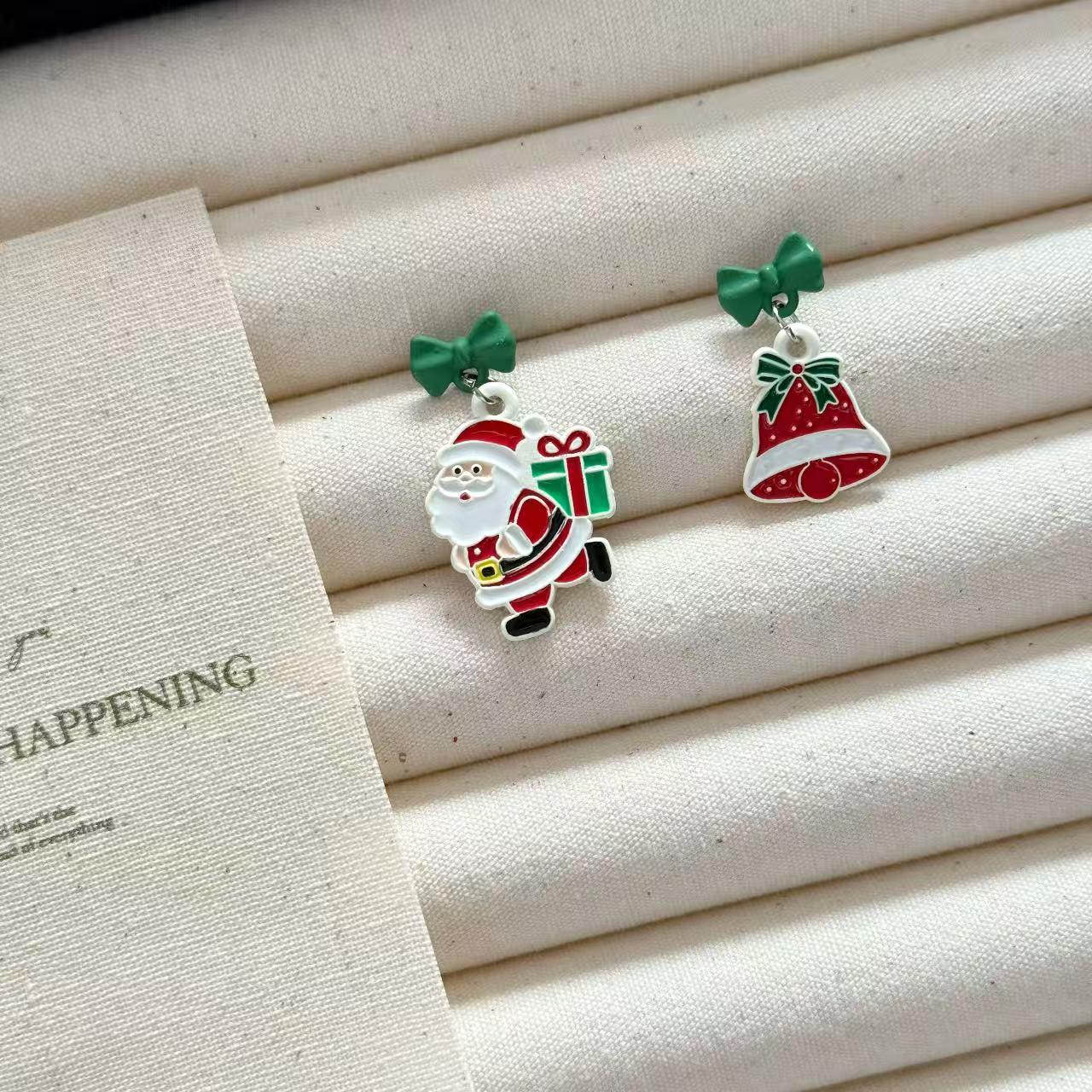 Креативные рождественские серьги-колокольчики Санты с каплями масла для женщин