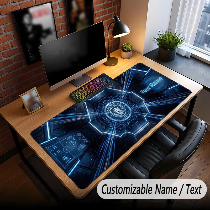 Large Mouse Pad Manchester City Print Custom Name Text Desk Mat for Office Gaming
