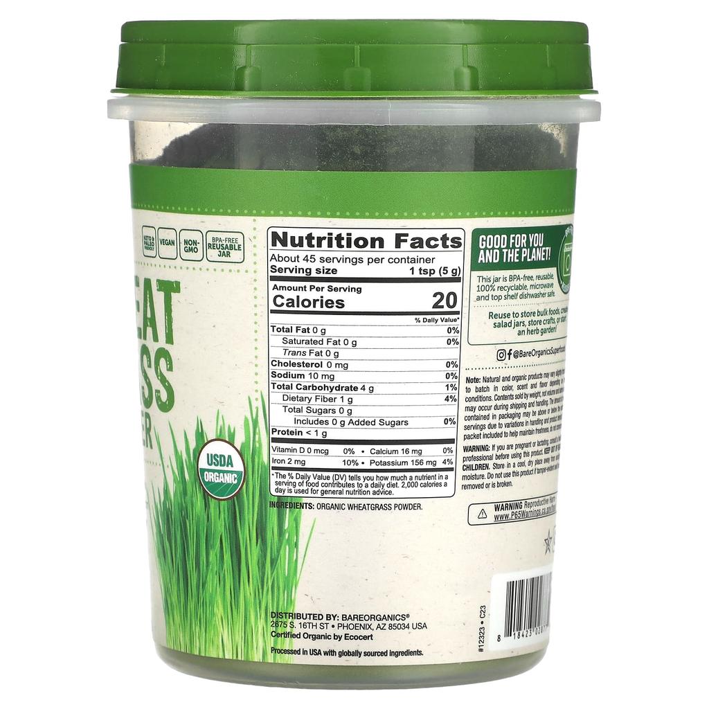 Raw Organic Wheat Grass Powder, 227G(8Oz)