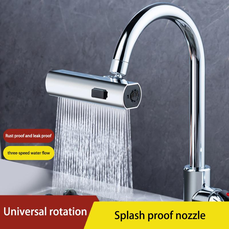 360° Rotating Kitchen Sink Faucet Extender Universal Three-speed Waterfall Spout Pressurized Anti-splash Water Nozzle