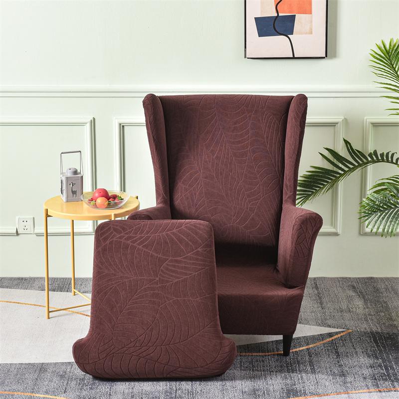 Leaves Jacquard Wing Chair Cover Elastic All-Inclusive Armchair Slipcovers Non-Slip Single Sofa Couch Protector Case Home Decor